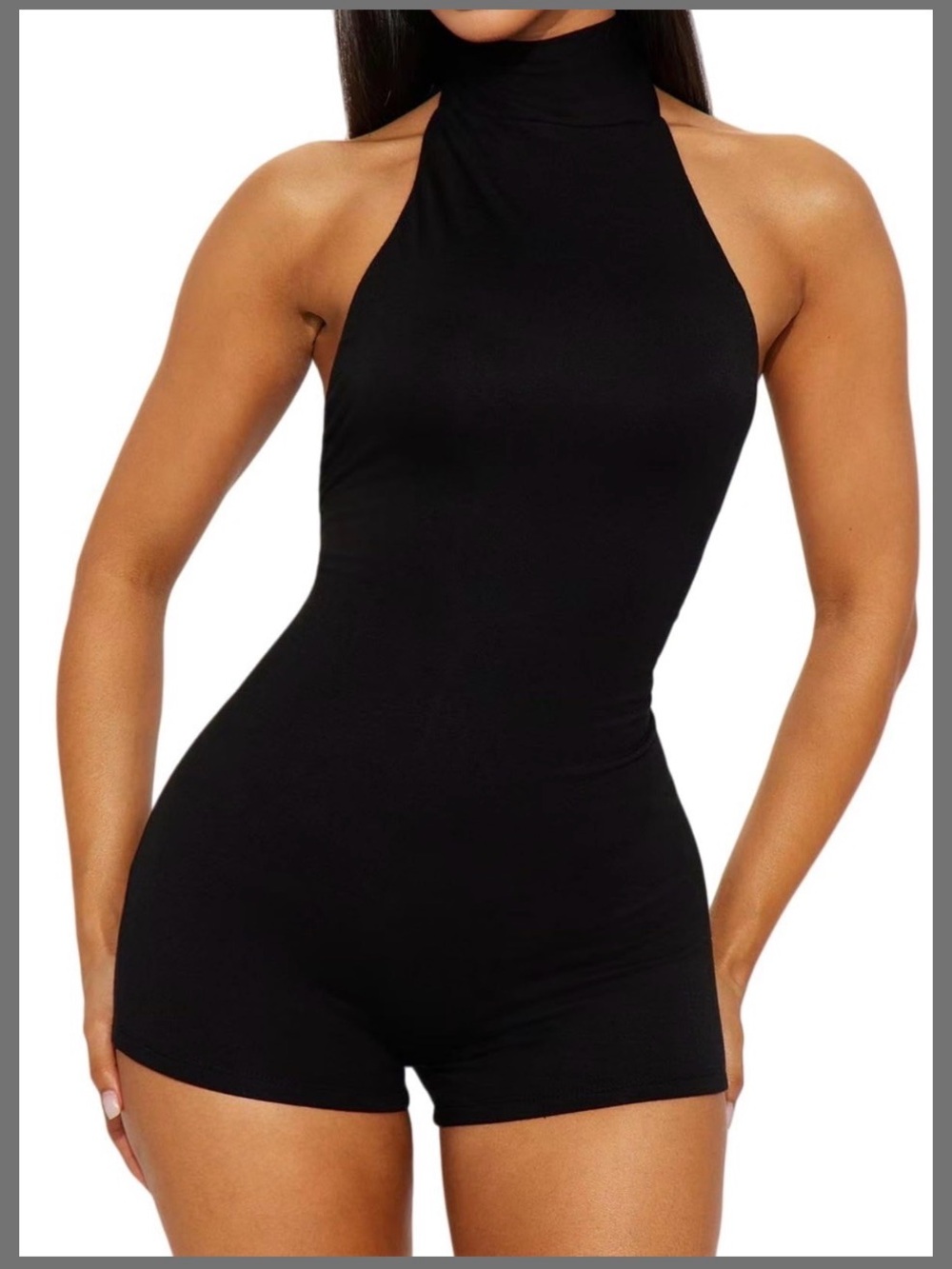 NIFTRIRY Women's Backless Halter Neck Short Jumpsuit S